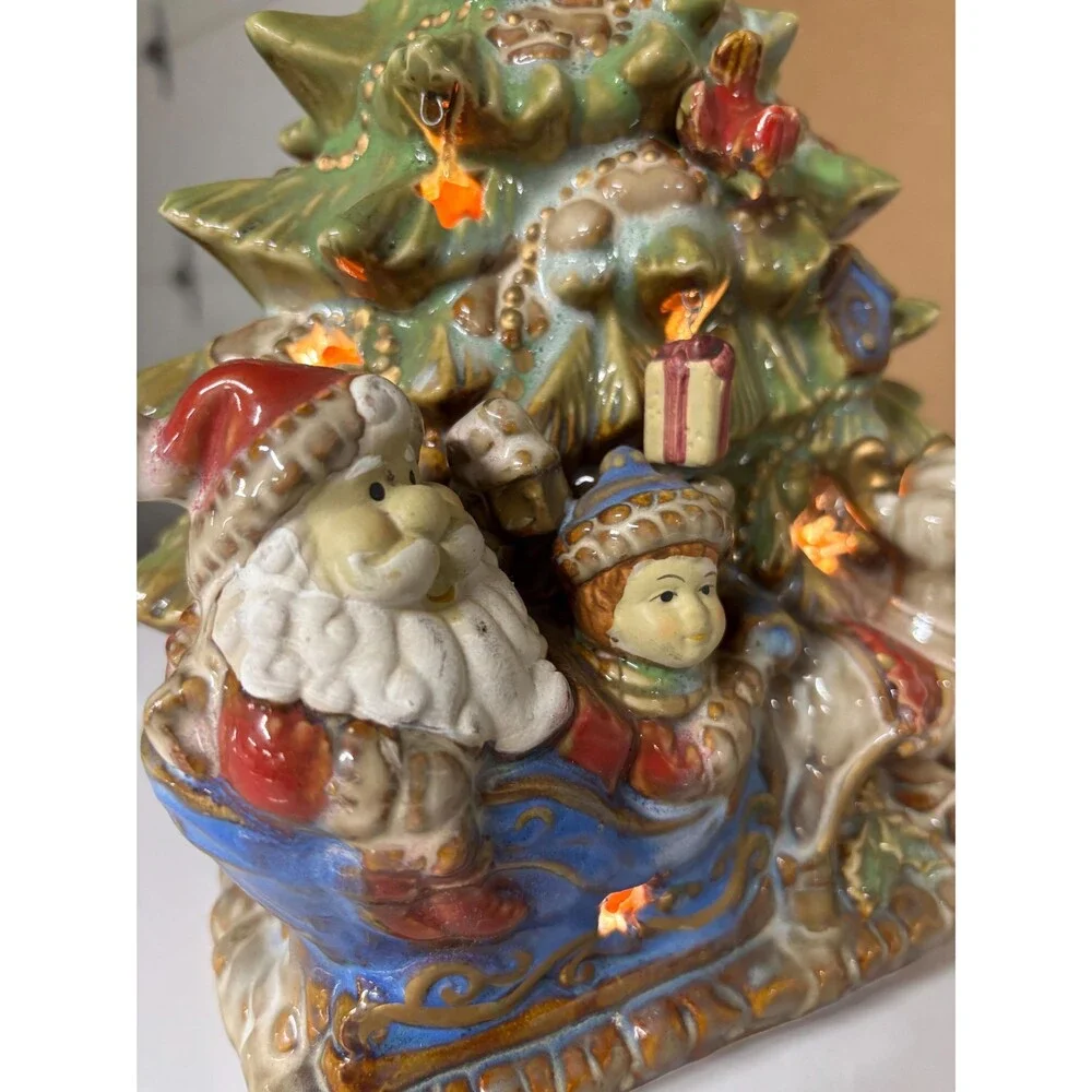 Vintage Kirklands Potters Garden ceramic Christmas tree nightlight Decoration